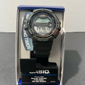 Casio Black and Green Fishing Timer Watch